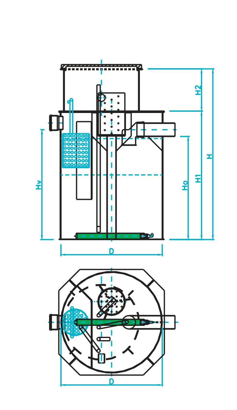 AS-MONOcomp 4–20 PE – teknisk ritning med dimensioner