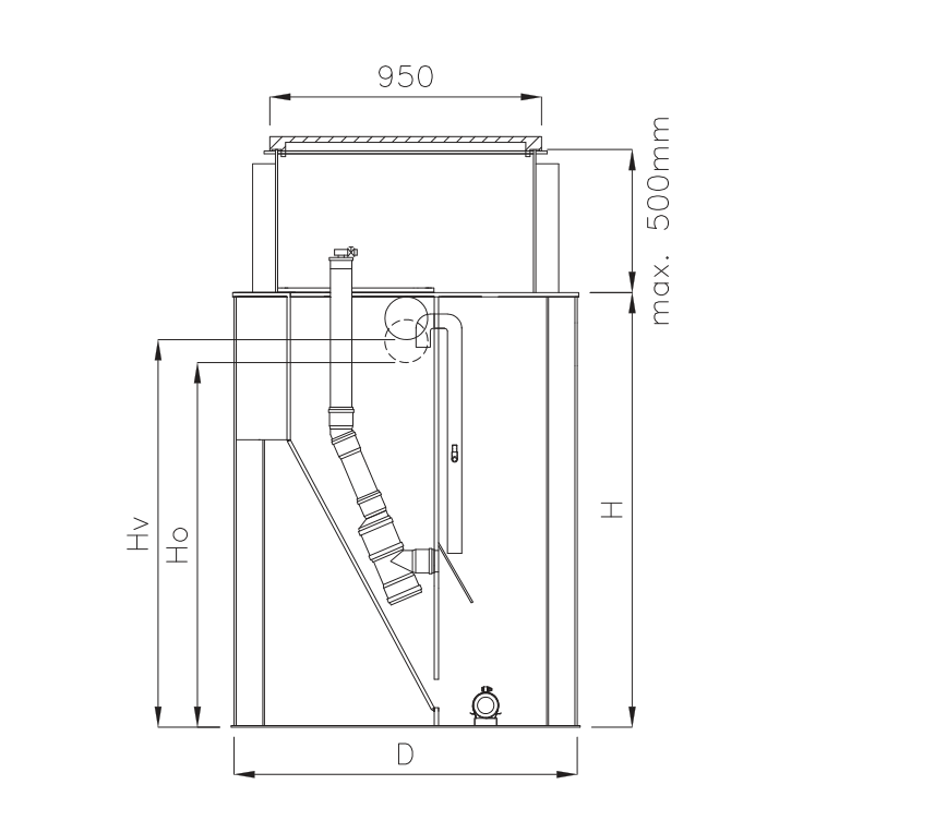 AS-VARIOcomp K – sidovy dimensionsritning
